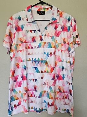 Yatta Golf XXL Womens Colors Of Life Geometric Polo